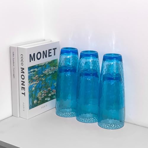 26-Ounce Plastic Tumblers (Set of 6), Reusable Plastic Mugs, BPA-Free Acrylic to Drink Mugs, Shatter Resistant, Textured Interior, Dishwasher Safe (Blue, 26 Ounce) - color: Blue, size: 26 Ounce