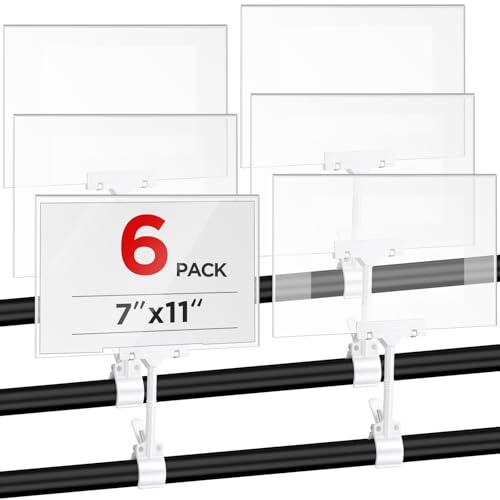 Teenyyou 6 Pcs Acrylic Sign Holder with Clamp 7 x 11 Inch Clip Double Head