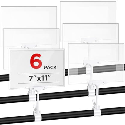 Teenyyou 6 Pcs Acrylic Sign Holder with Clamp 7 x 11 Inch Clip Double Head