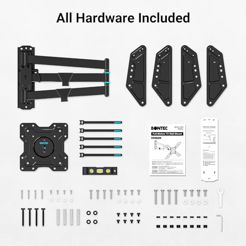 BONTEC Full Motion Corner TV Wall Mount for 31–75 Inch TVs, 33" Long Arm - size: for 31-75 Inch