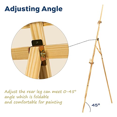 finenolo Wooden Easel Stand for Painting, 45" Adjustable Height Folding Art Easel for Canvas, Drawing, Wedding Signs & Posters, Ideal for Adults, Artists, Beginners, Students & Kids