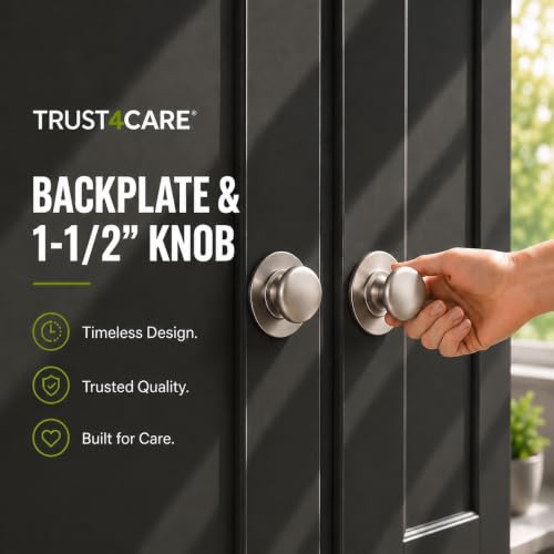 trust4care 4-Pack 2.0" Nickel Backplates of Bifold Closet Cabinet Knobs - color: Brushed Nickel