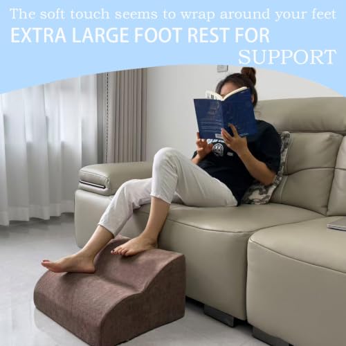 Foot Rest for Under Desk at Work.Multifunctional 3-Tier Foot Stool - color: Extra Large-brown