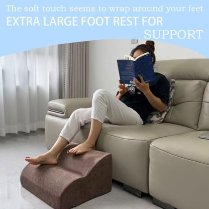 Foot Rest for Under Desk at Work.Multifunctional 3-Tier Foot Stool - color: Extra Large-brown