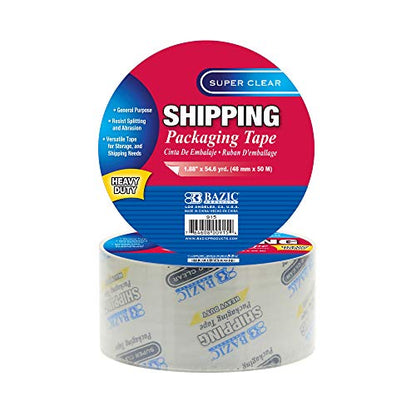 BAZIC Super Clear Heavy Duty Packing Tape 1.88" x 54.6 Yards, Shipping Mailing Moving Sealing Tapes, 1-Unit - size: 1-Pack