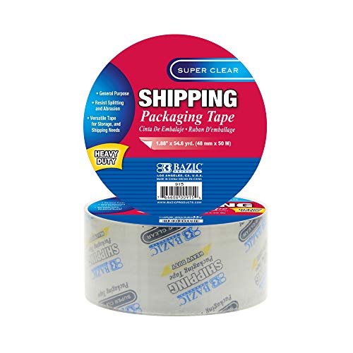 BAZIC PRODUCTS Clear Packaging Tape, 1.88 in x 54.6 yd, 2-Pack - size: 2-Pack