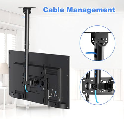 XINLEI Ceiling TV Mount Full Motion TV Bracket for Most 26 to 65 Inch Flat Curved TVs/Monitors, Swivel Tilt Height Adjustable Hanging Mount, Hold up to 100 Lbs, VESA 400x400mm MCA3 - size: 400x400mm VESA