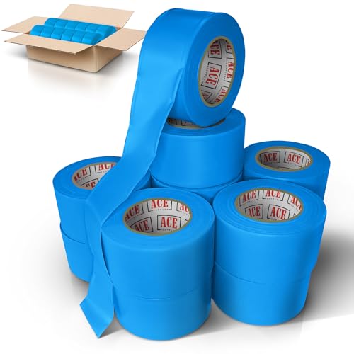 ACE Supply Blue Flagging Tape 24 Pack - Non-Adhesive Survey Tape - 1.5 Inch Width, 150 Ft Length, 2 Mil - Tree Marking Ribbon, Surveyors Ribbon - color: Blue, size: 24 Pack