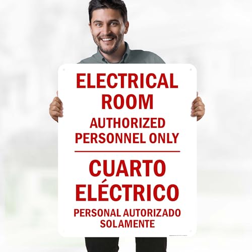 Electrical Room Authorized Personnel Only Bilingual Sign, 24x30 Inches, 55 mil thick HDPS (high density polystyrene), Made in USA by My Sign Center - size: 24x30 Polystyrene