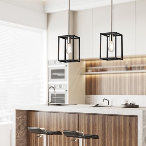 Single 1 Light Black and Brushed Nickel Modern Industrial Pendant Lighting Fixture Hanging Ceiling Light for Dining Room Living Room - color: Black & Brushed Nickel, size: 1 Lights