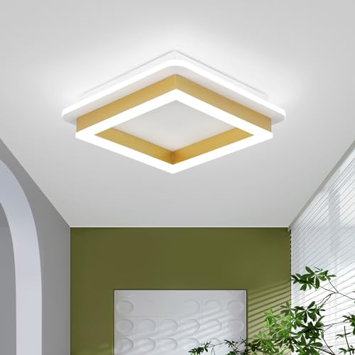 CANEOE Square Flush Mount Ceiling Light 32W Modern Led Hallway Ceiling Light Fixtures Gold Close to Ceilings Lamp for Bedroom Bathroom Living Room Laundry Kitchen - color: Gold, size: 1 Pack