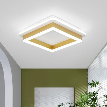 CANEOE Square Flush Mount Ceiling Light 32W Modern Led Hallway Ceiling Light Fixtures Gold Close to Ceilings Lamp for Bedroom Bathroom Living Room Laundry Kitchen - color: Gold, size: 1 Pack
