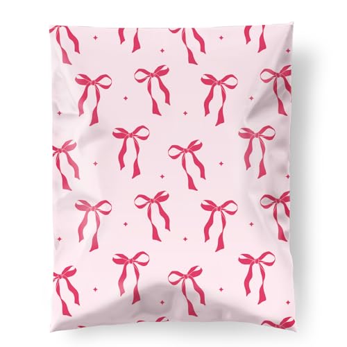 Fuxury Poly Mailers 14.5x19" 50pcs,Cute Shipping Bags for Clothes,Pink Bows - color: Pink Bows, size: 14.5x19" 50pcs