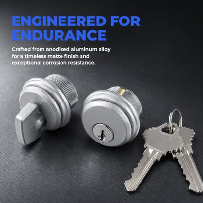 Replacement for Adams Rite Mortise Cylinder & Thumbturn, 1" Aluminum