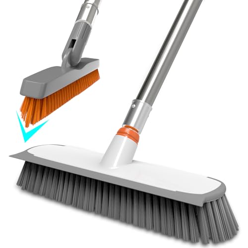 ITTAR Floor Scrub Brush & V-Shape Grout Brush with Long Handle, Orange - color: Orange-2