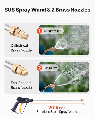VEVOR Industrial Concrete Sprayer, 3.5 Gallon Stainless Steel Sprayer, Heavy Duty Tri-Poxy Pump Sprayers, 20.5"Wand with Ergonomic Gun Handle, 48"& 120"Hose, 2 Brass Nozzles for Construction, Garden - size: 3.5 Gal Basic