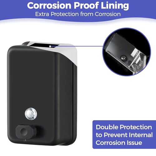 Stardrix Matte Black Stainless Steel Vertical 1100ml/37oz Capacity Commercial-Grade Soap Dispenser, Wall-Mounted Bathroom Hand Soap Dispenser with Corrosion-Proof Lining and Anti-Leak Pump - color: Vertical Matte Black