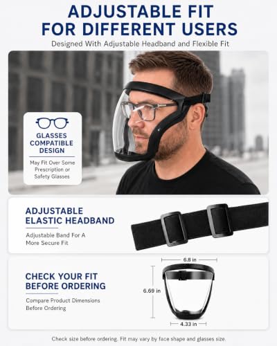 Face Shield, Clear Anti-Fog Full Face Shield for Outdoor Work - color: Upgraded Black