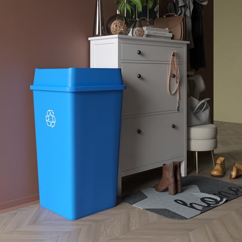 50 Gallon Blue Square Commercial Trash Garbage Can with Lid | Outdoor Office Restaurant School Kitchen - color: Blue, size: 50 Gallon, style: Trash Can with Lid