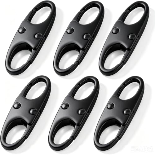 AgePlace 6 Pack Zipper Clips Anti Theft, Double Opening Zipper Lock for Backpacks & Luggage, Zinc Alloy Zipper Pull Replacement,Small Carabiner Clip for Purses,Crossbody Bags & Travel Essentials,Black - color: Black
