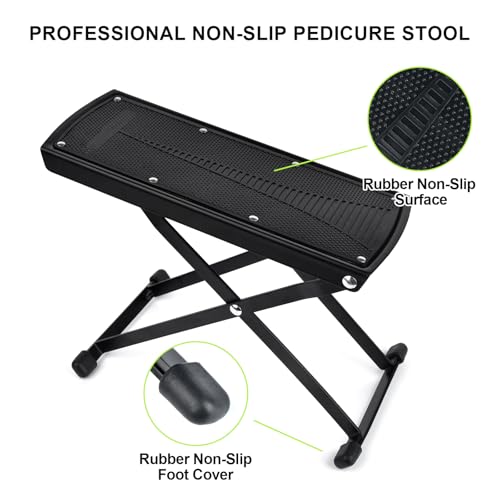 Pedicure Foot Rest Kit 6 Adjustable Heights Foot Stand for Pedicure Non-Slip Foldable Pedicure Stand for Easy at Home No More Bending or Stretching Pedicure Stool with Silicone Toe Separator