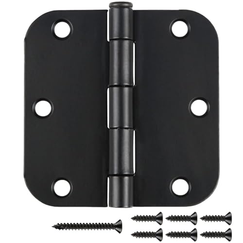 30 Pack Matte Black Door Hinges 3 1/2 Interior with 5/8" Radius Corners - color: Matte Black No Squeak, size: 30 Pack
