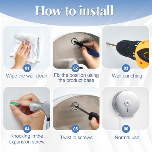 Mifoci 4 Pcs Industrial Toilet Paper Holder Commercial Roll Dispenser Wall Mount Stainless Steel Jumbo Tissue Dispenser Fits 9 Roll Toilet Paper for Office Home Public Places (Silver) - color: Silver