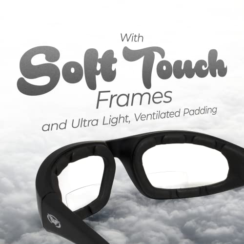 Global Vision Kickback Auto-Darkening Photochromic Bifocal Safety Glasses Clear to Smoke, Padded Frame, ANSI Z87.1 Certified - color: +2.0 Bifocal