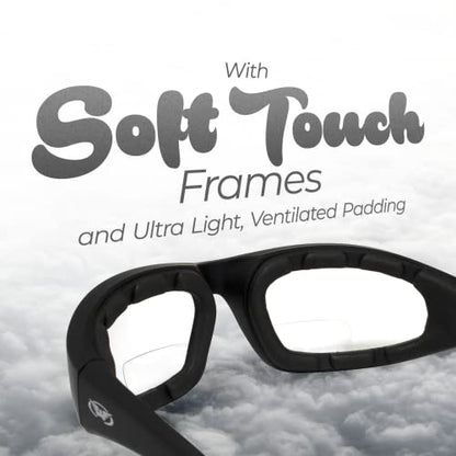 Global Vision Kickback Auto-Darkening Photochromic Bifocal Safety Glasses Clear to Smoke, Padded Frame, ANSI Z87.1 Certified - color: +2.0 Bifocal