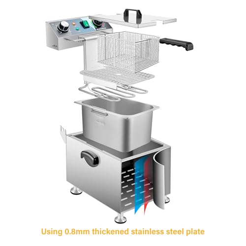 WaterElfo Electric Deep Fryer - 13L 13.7QT Commercial Deep Fryer 1800W 120V18.7Pounds withTroperature Control and Timer Large Basket Fryer for Commercial and Domestic Kitchens - size: 13L 1800W