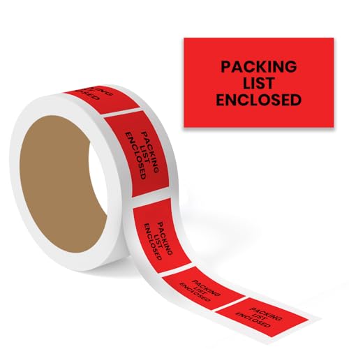 StickerJet Packing List Enclosed Labels 3"x5" – 500 Pcs Adhesive Roll for Shipping, Packing, Warehousing & Handling Instructions﻿– Easy Peel & Stick Warning Stickers – Made in USA - color: Packing List Enclosed