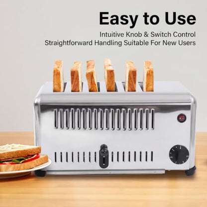 Commercial Conveyor Toaster,1680W Electric Conveyor Belt Toaster with 6 Slice Capacity, Stainless Steel Toast Machine with Adjustable Timer,for Restaurant Bakery Cafe Home Kitchen