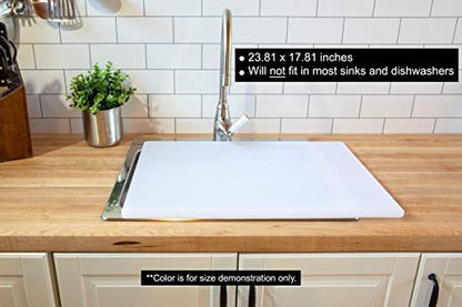 Thirteen Chefs Extra Large 24 x 18 Black Cutting Board - 1/2" Thick HDPE Plastic for Restaurants and Professional Kitchens - color: ['White'], size: 24"L x 18"W