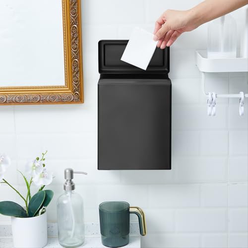 Tioncy 4 Pcs Sanitary Napkin Receptacle Wall Mounted,Black - color: Black