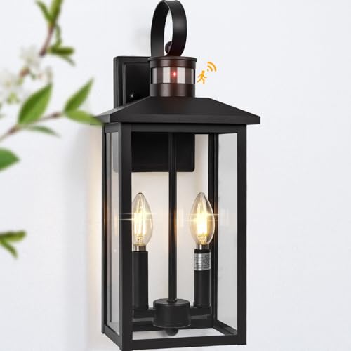 Large Motion Sensor Outdoor Wall Lights 18" Waterproof Outdoor Lamp - color: Black, size: Motion Sensor