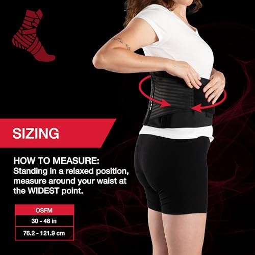 MUELLER Sports Medicine 4-in-1 Lumbar Back Brace with Hot/Cold Pack, Ideal for Upper and Lower Back Pain, Relief & Support for Men and Women, Strains, Sciatica, Scoliosis, Black, One Size