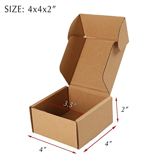 Brown Corrugated Cardboard Boxes - 4x4x2, 30 Pack Small Shipping Boxes for Mailing & Packaging - color: Brown, size: 4 x 4 x 2