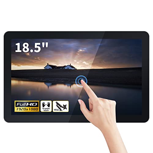 18.5 inch Capacitive Multi-Touch Screen Industrial Monitor, 16:9 Display 1920 x 1080P, Built-in Speakers, VGA, DVI & HD-MI Monitor for PC, POS, Small Business, Restaurant - size: 18.5-inch