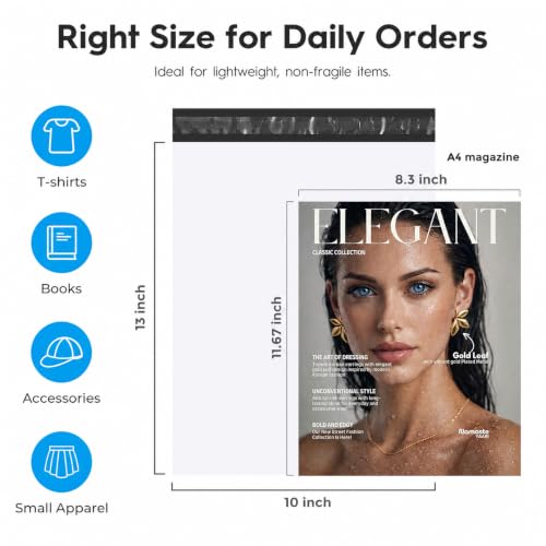 Fuxury Poly Mailers 10x13" 200 Pack,Sturdy Shipping Bags For Clothing,White - color: White, size: 10x13" 200pcs