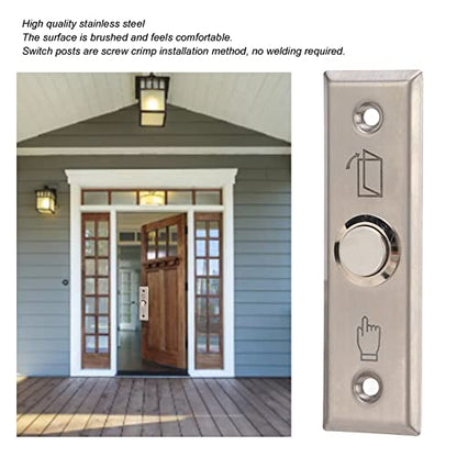 Dioche Door Access Control Switch, Exit Press Button, Stainless Steel Brushed Automatic Reset No Welding Required for Indoor Outdoor, NO/COM Switch Door Release Out Unlock Exit Button