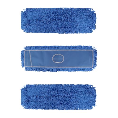 18 Inch Dust Mop Head: Replacement Medium Washable Commercial Mop Head Sweeper and Janitorial Replacement Blue - color: Blue - 18 Inch - 3 Pack - Scrubby