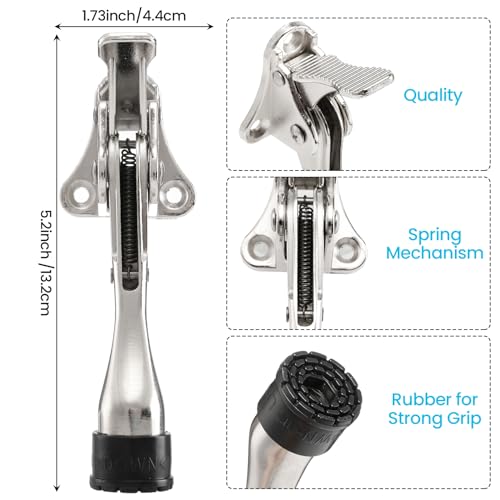 Chumia 12 Pcs Heavy Duty Door Stoppers 5.2 Inch One Touch Adjustable Kickdown Door Stoppers Metal Doors Kickstand with Rubber Tips Easy Pedal