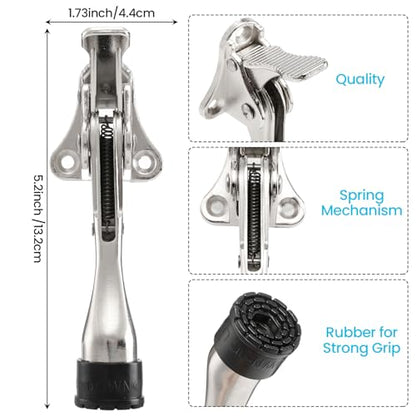 Chumia 12 Pcs Heavy Duty Door Stoppers 5.2 Inch One Touch Adjustable Kickdown Door Stoppers Metal Doors Kickstand with Rubber Tips Easy Pedal