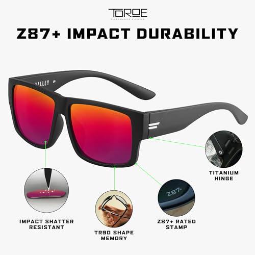 TOROE VALLEY Polarized z87+ Men Sunglasses - color: Matte Black | White Emblem | Fuze