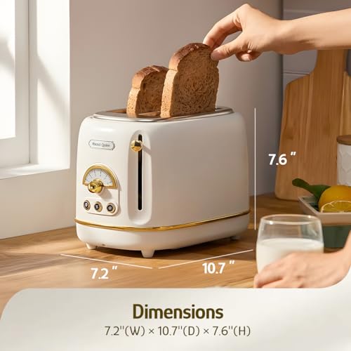 Hazel Quinn 2-Slice Retro Toaster 6 Browning Levels 3 Functions Pearl White - color: Preal White