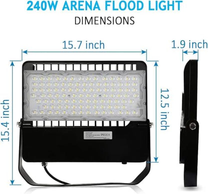 ledmo LED Flood Light Outdoor, 240W Equivalent 1500W Stadium Lights 3Pack - size: Standard/240-3