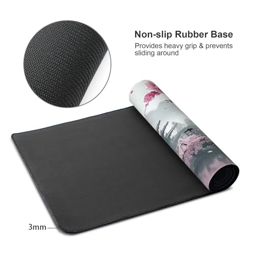 35.4 x 15.7 in, Waterproof XXL Large Mouse Pad for Desk, Extended Keyboard Mouse Mat for Computer Office, Big Laptop Mouse pad, Gaming Pc-Pink Cherry Blossom - color: Pink Cherry Blossom