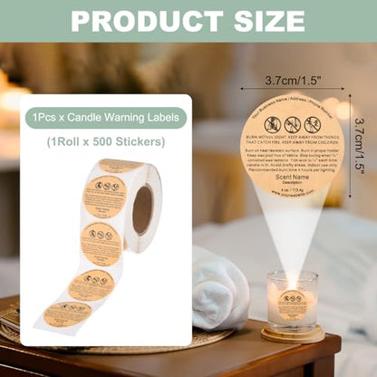 MECCANIXITY Candle Warning Labels 1.5" Yellow Jar Warning Stickers 500Pcs - color: Yellow With B Style