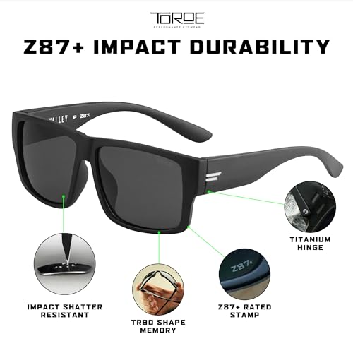 TOROE VALLEY Polarized z87+ Men Sunglasses - color: Matte Black | White Emblem | C3