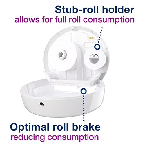 Tork Mini Jumbo Toilet Paper Roll Dispenser White T2, 555020A